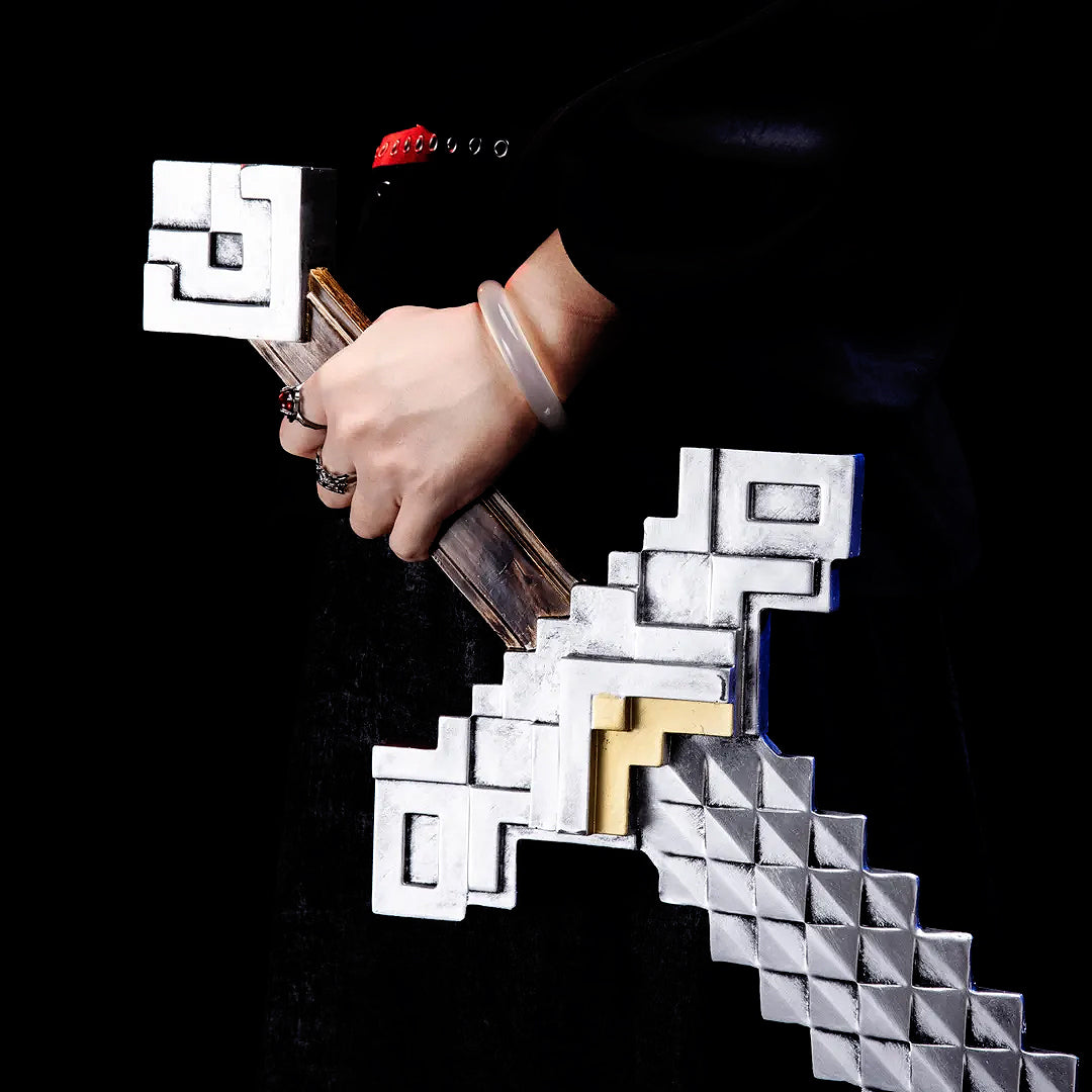 LJ Forge Wood & PVC Construction  Replica Inspired - Pixelated Sword Cosplay & Display Prop, Decorative Wall Art