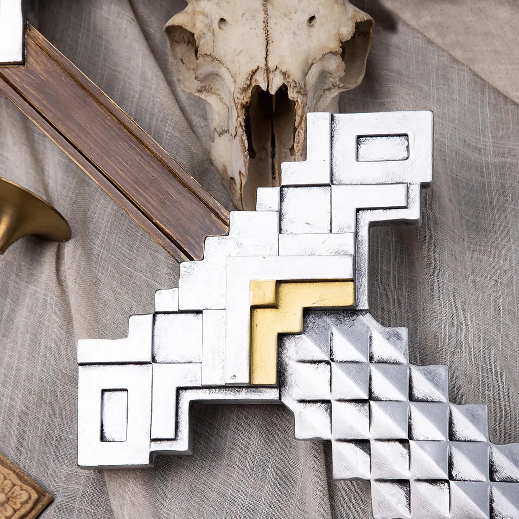 LJ Forge Wood & PVC Construction  Replica Inspired - Pixelated Sword Cosplay & Display Prop, Decorative Wall Art